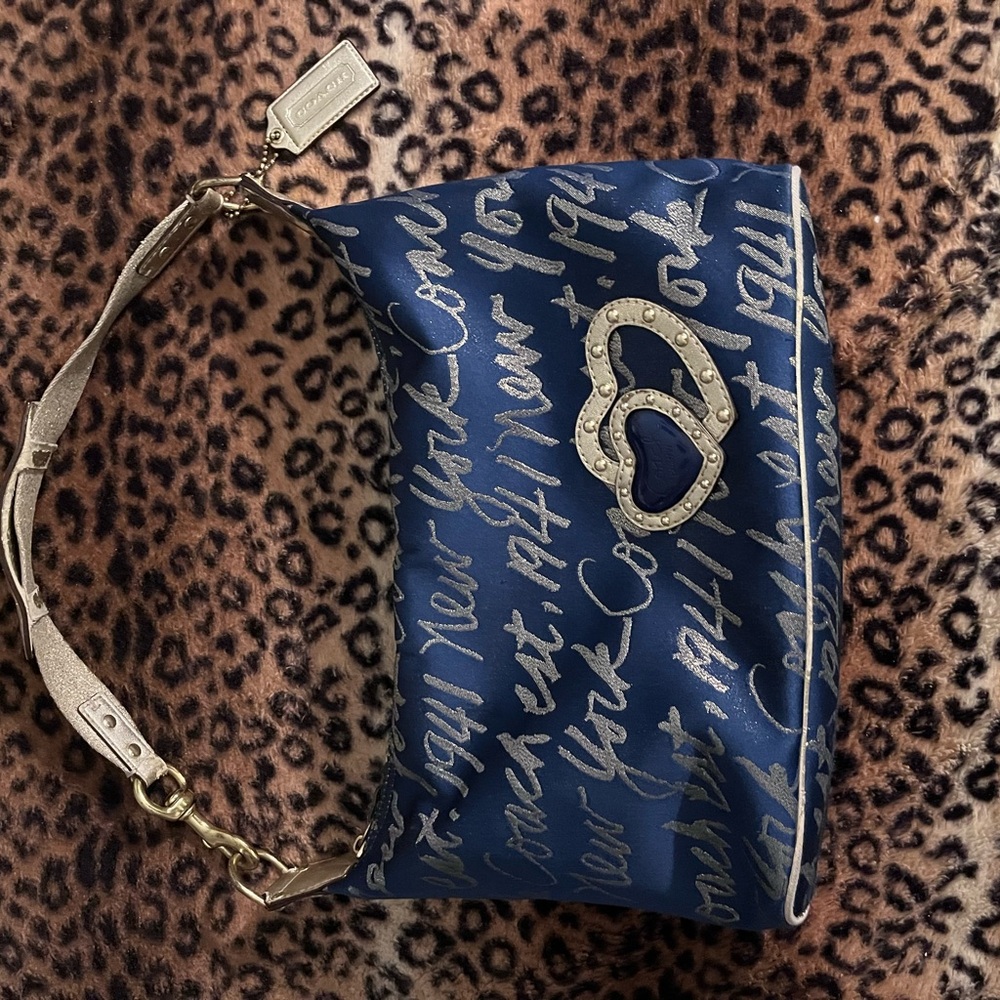 Coach Navy and Silver Shoulder Bag